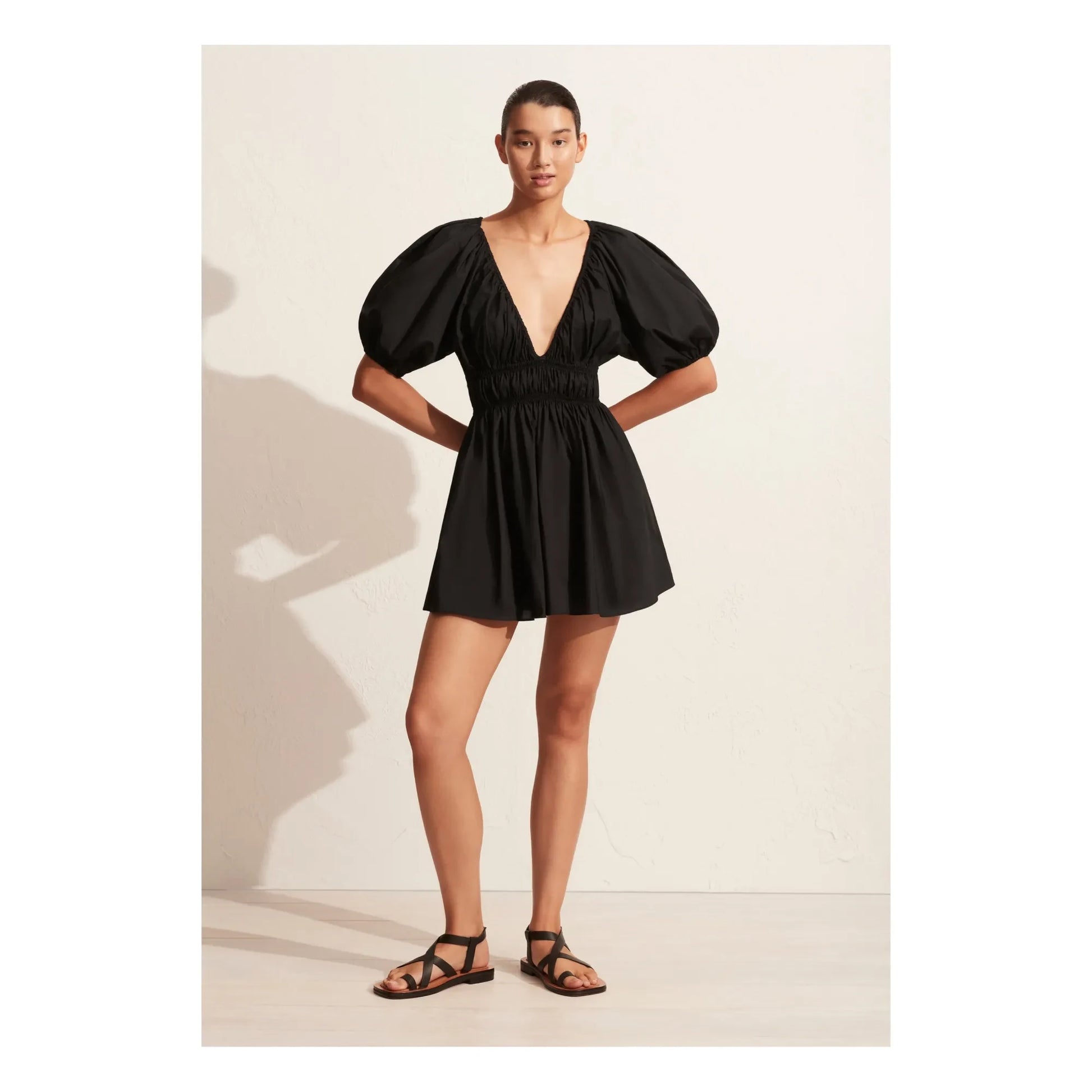 Matteau - Shired Plunge Mini Dress | Black