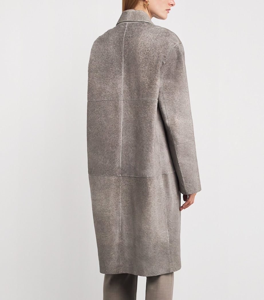 Grey Cowhide Overcoat