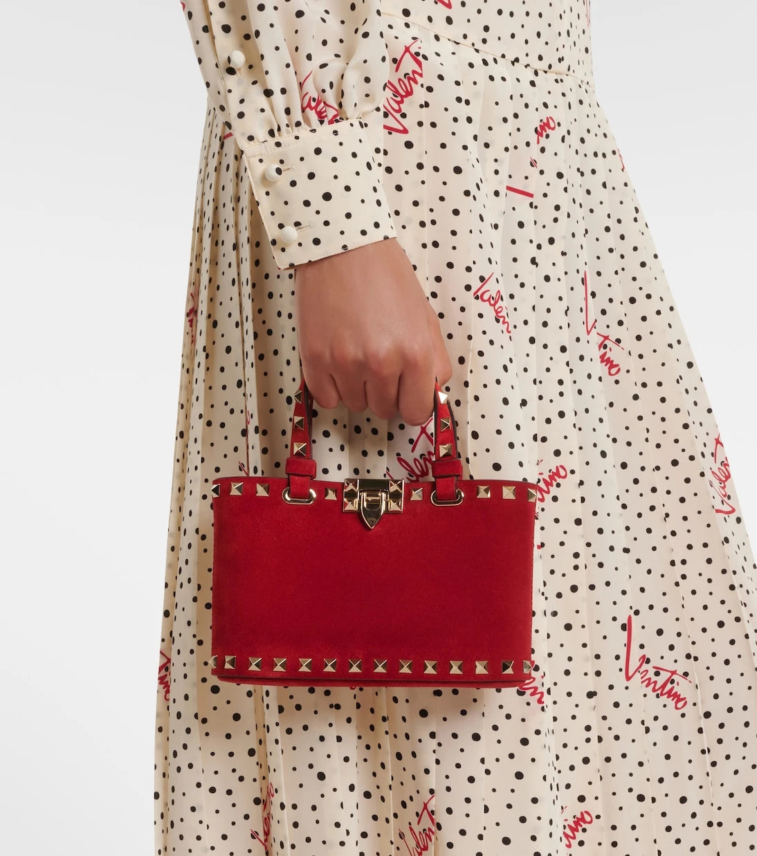 Valentino Garavani - Rockstud Mini suede top-handle bag