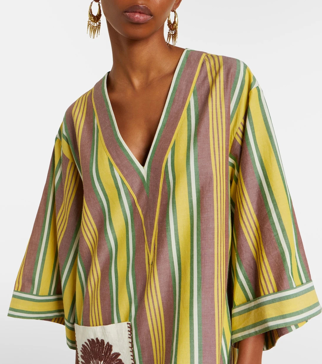 Alémais - Clover embroidered striped cotton minidress