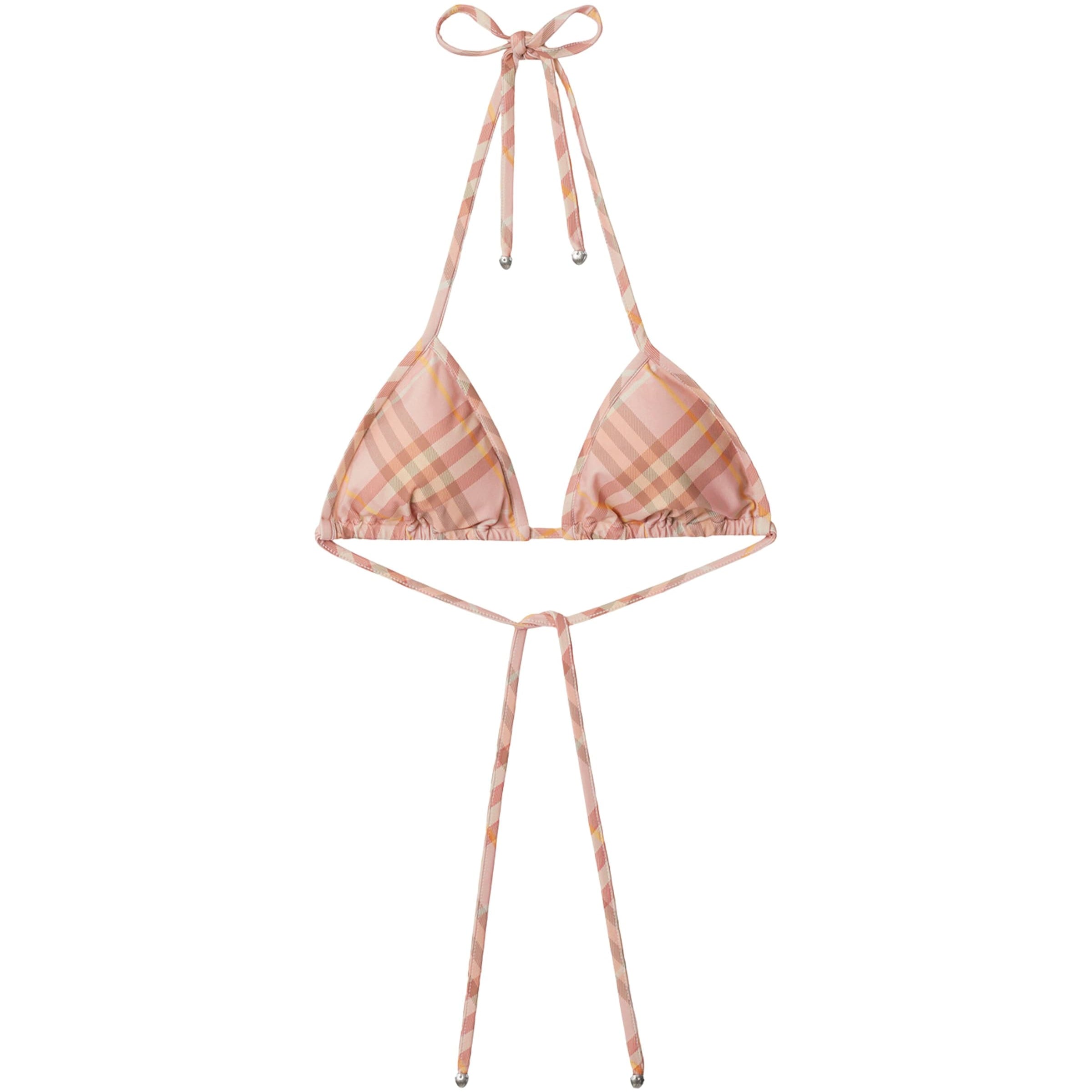 Burberry Pink Halterneck Check Bikini Top
