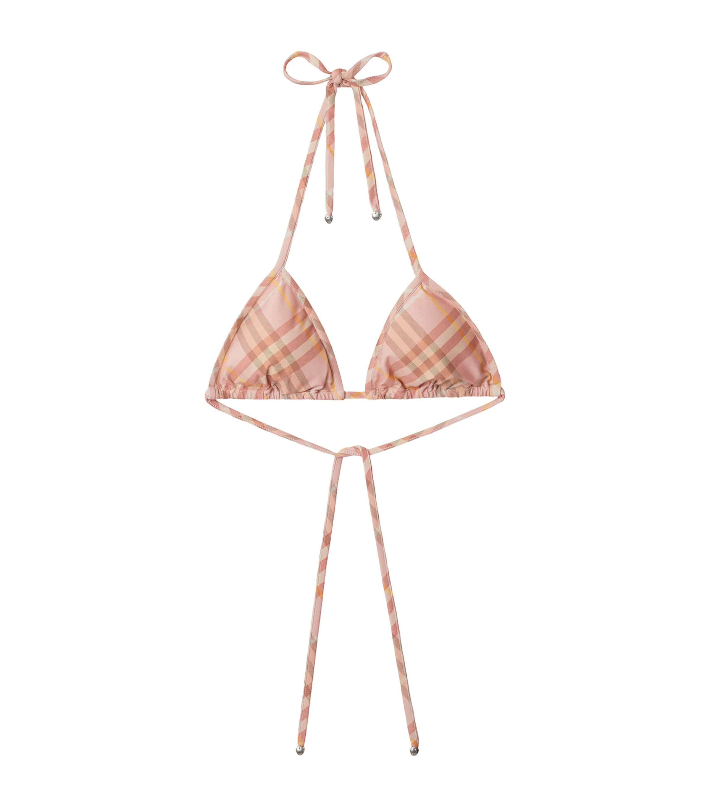 Burberry Pink Halterneck Check Bikini Top