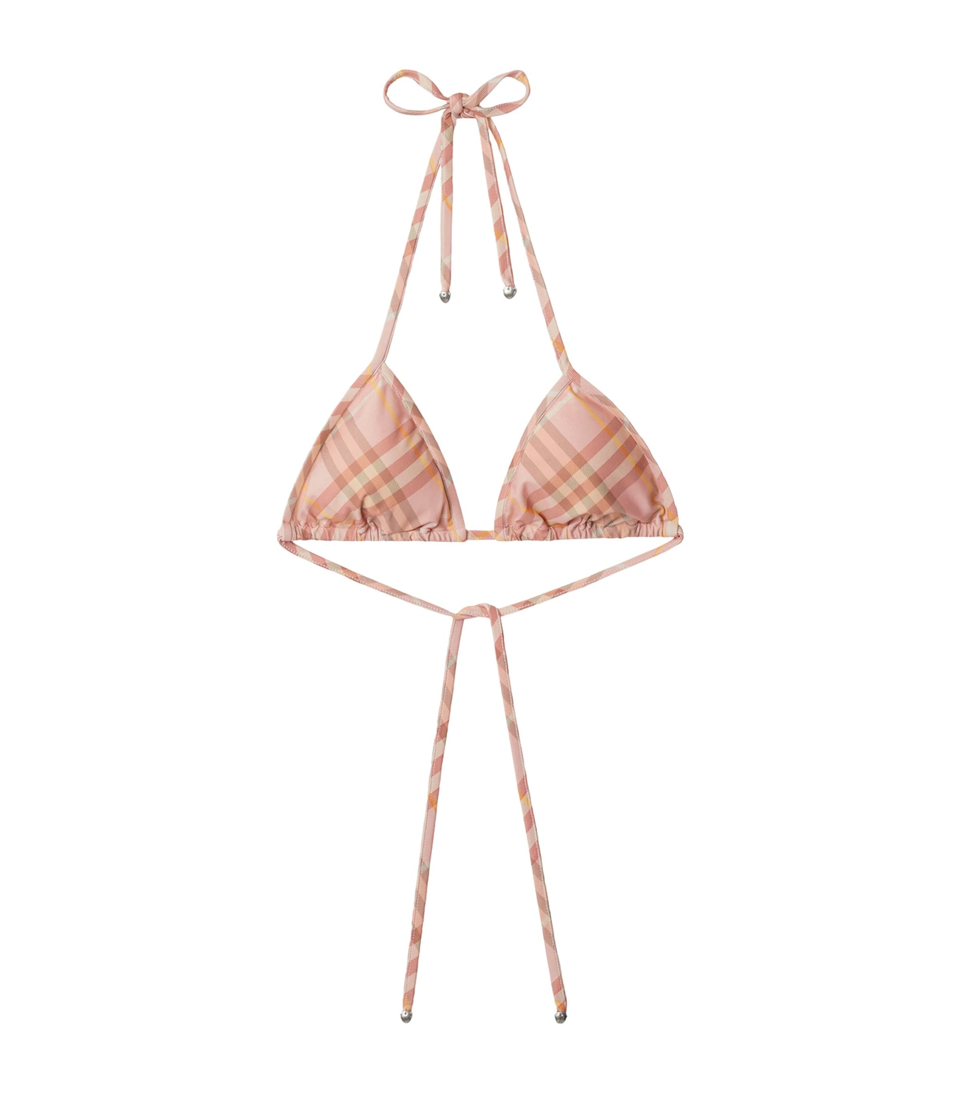 Burberry Pink Halterneck Check Bikini Top