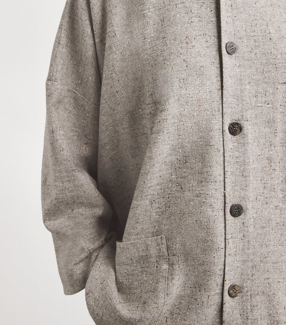 Virgin Wool Mandarin-Collar Jacket STONE