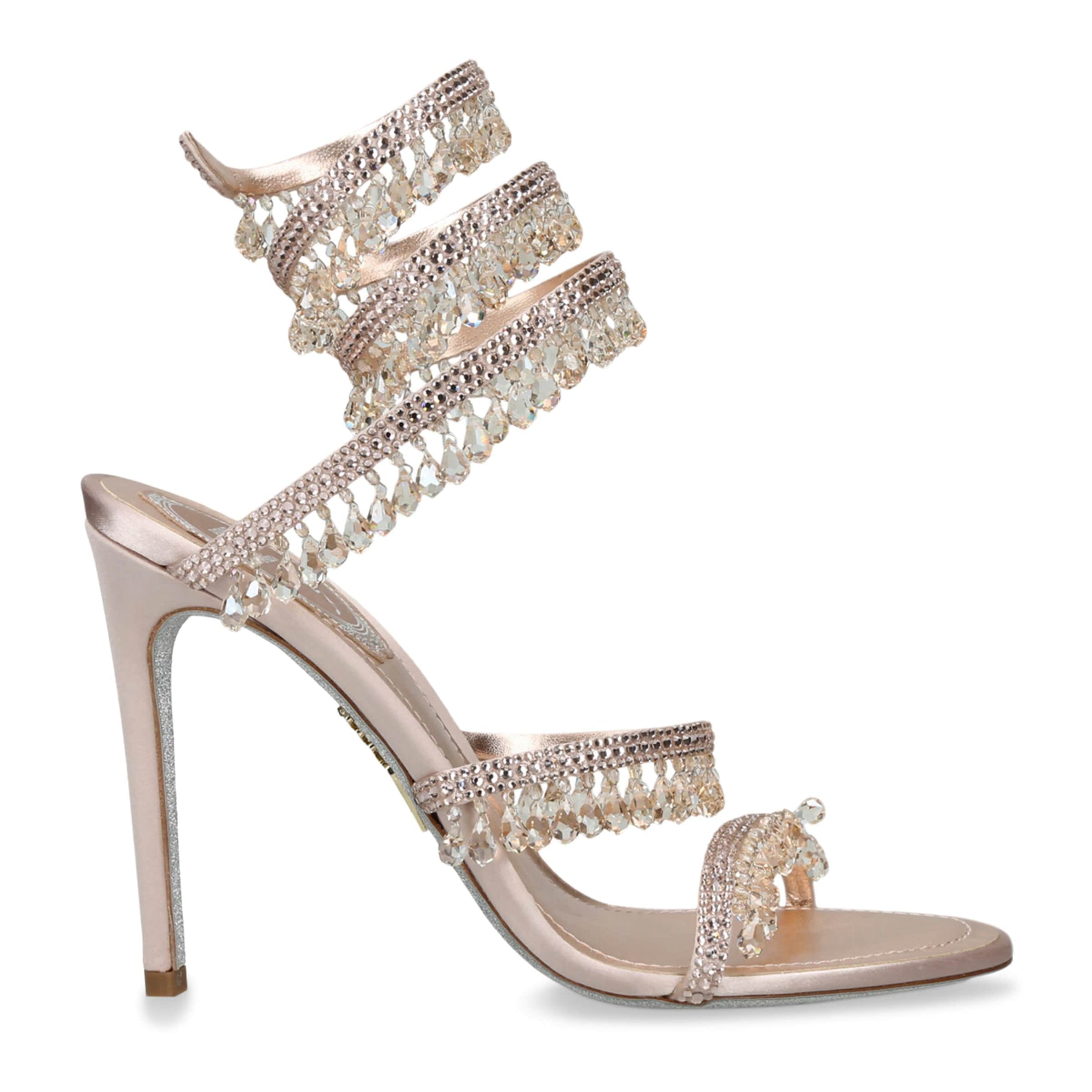 René Caovilla Pink Satin Chandelier Sandals 105