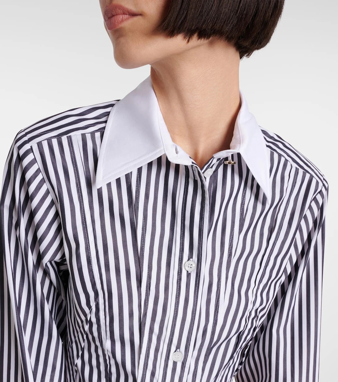 Sportmax - Cropped striped cotton poplin shirt