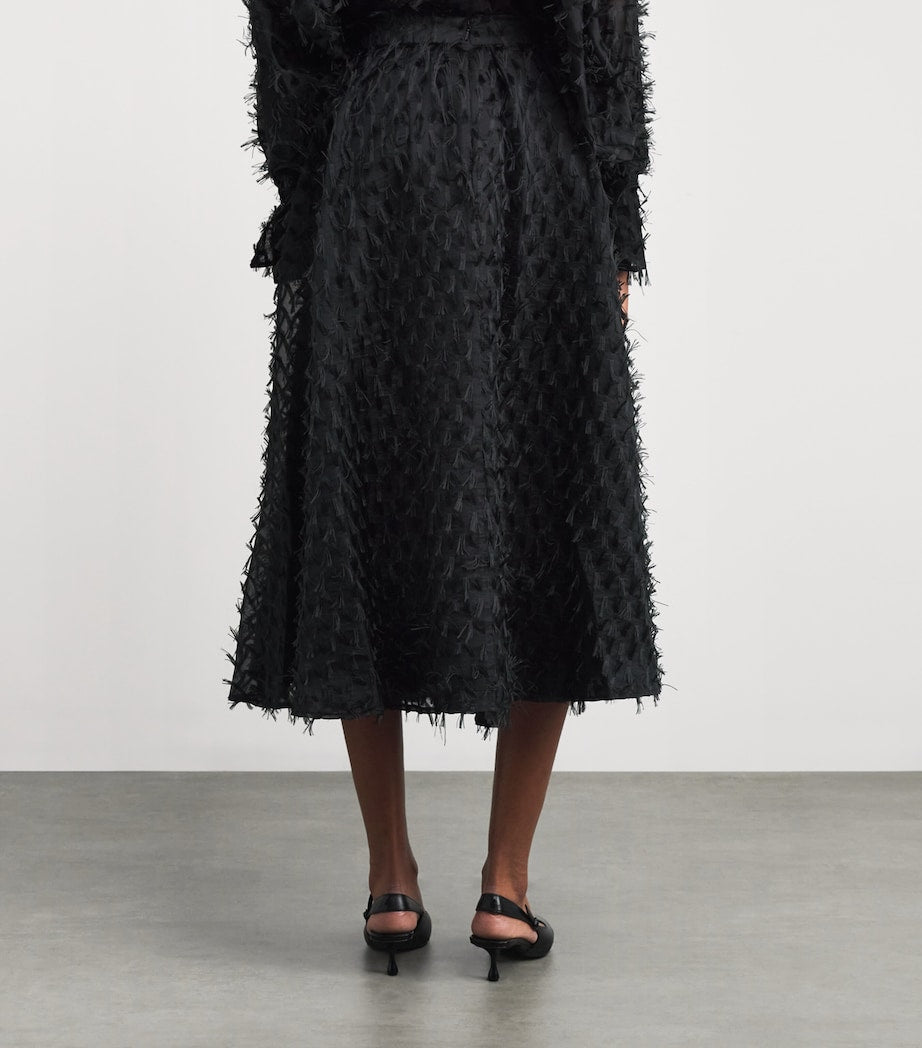 Palmer//Harding Black Organza Gentle Collide Midi Skirt