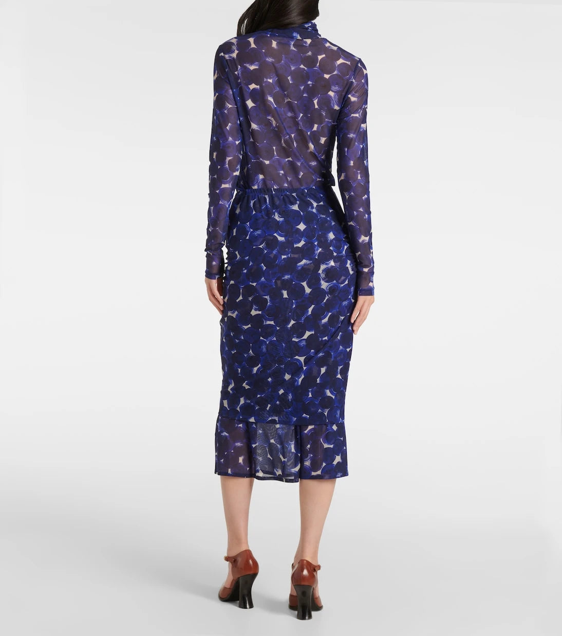 Dries Van Noten - Printed gathered jersey midi skirt