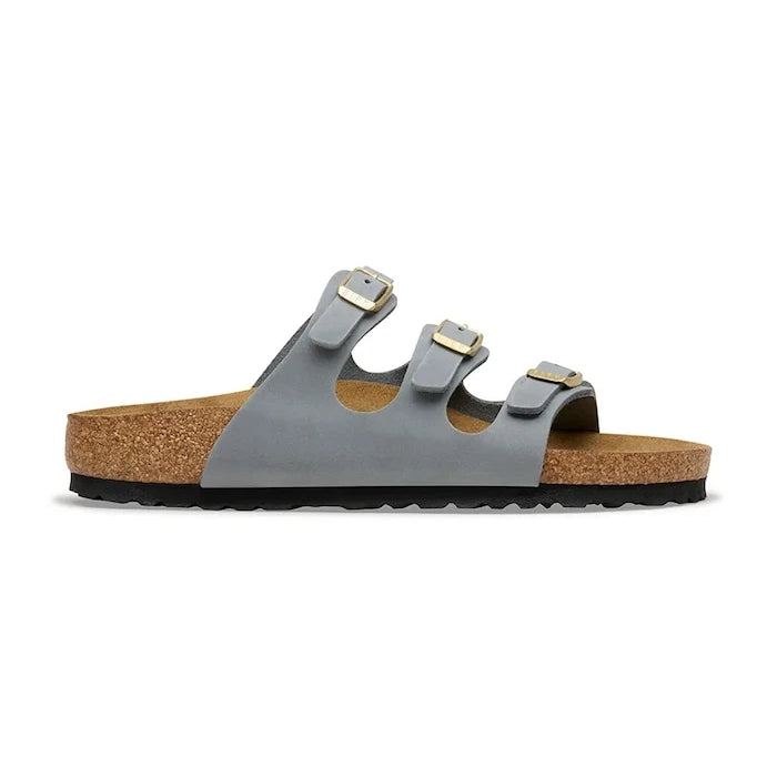 Birkenstock kadın düz tabanlı deri terlik Florida