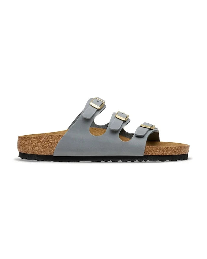 Birkenstock kadın düz tabanlı deri terlik Florida
