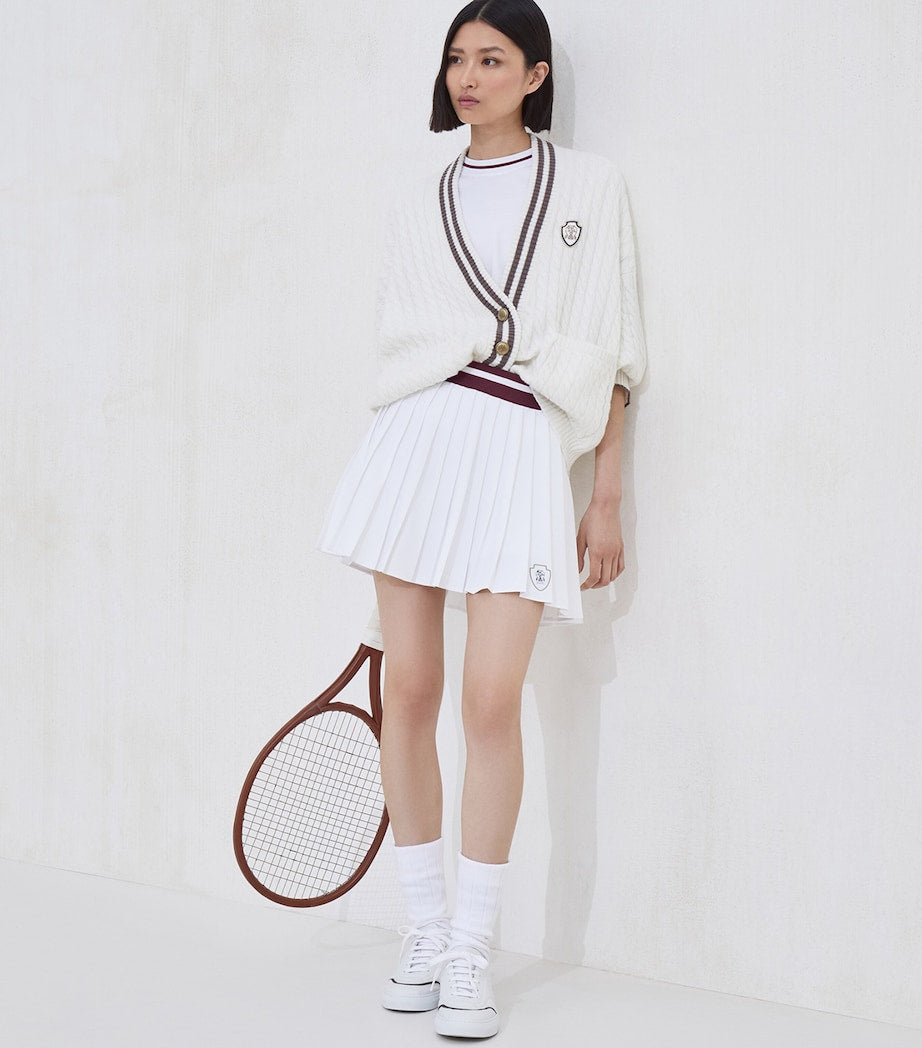 Brunello Cucinelli White Techno Poplin Pleated Mini Skirt