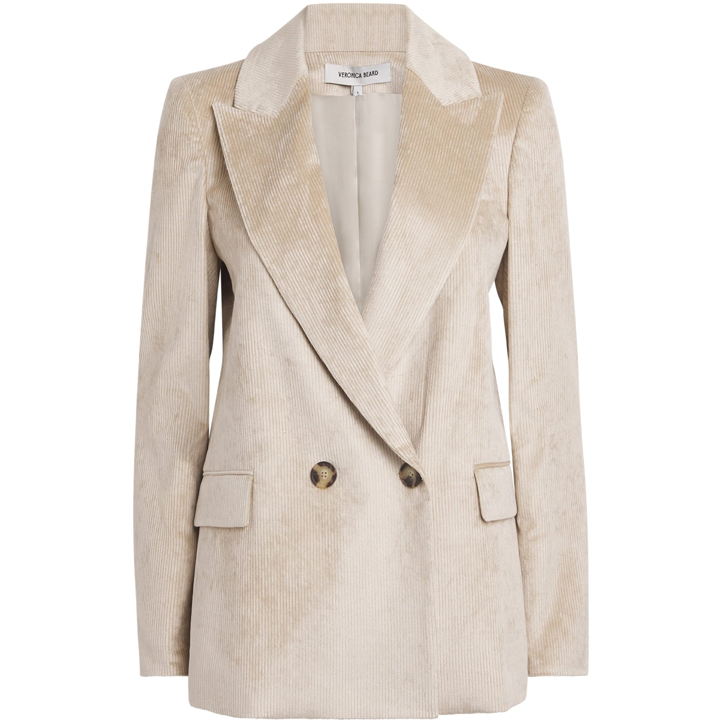 Veronica Beard Nude Corduroy Double-Breasted Sevyn Blazer