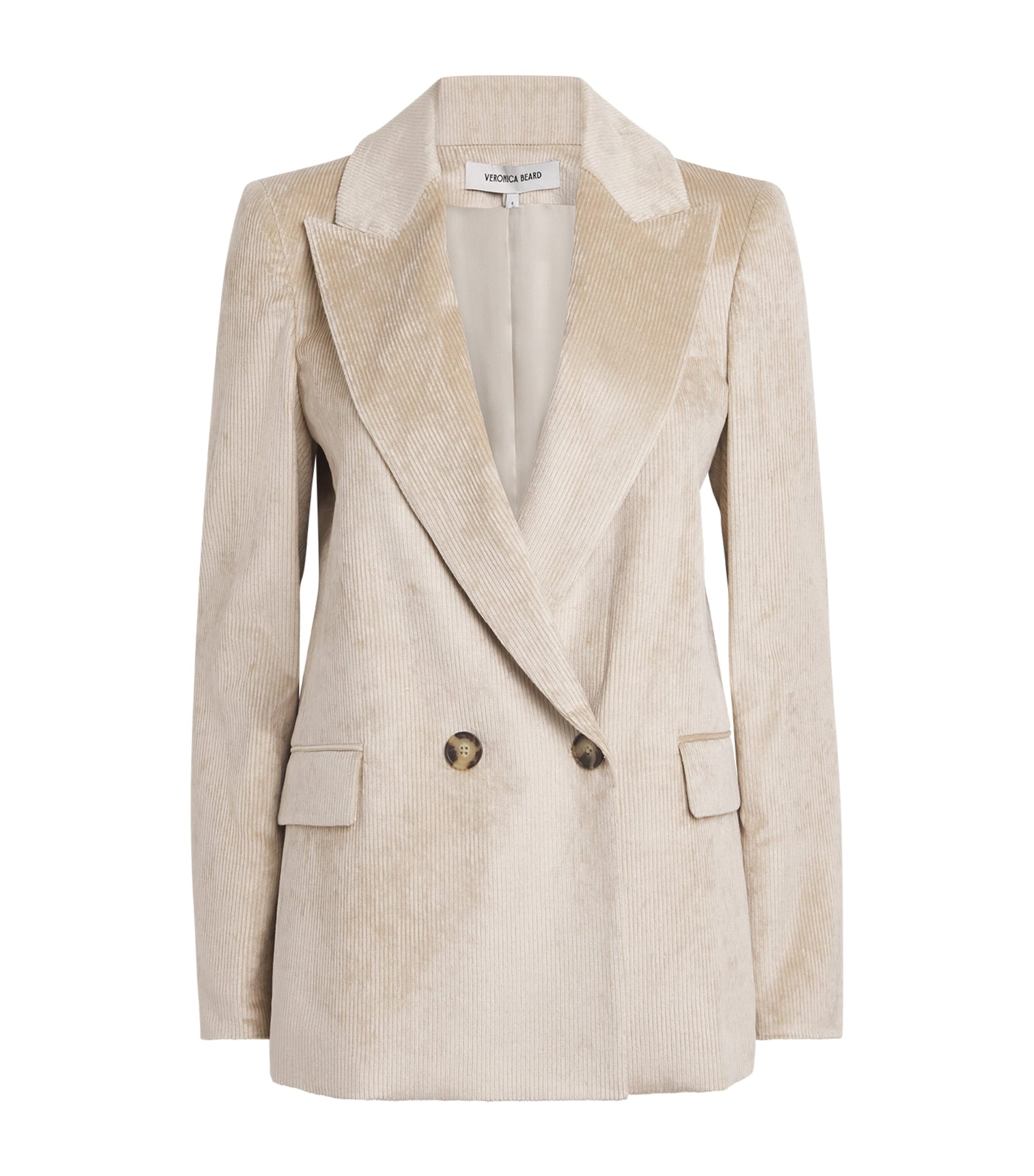 Veronica Beard Nude Corduroy Double-Breasted Sevyn Blazer