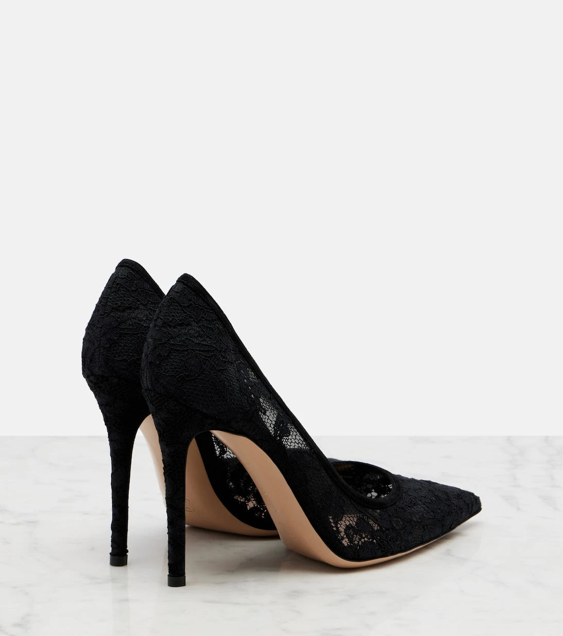 Gianvito Rossi - Claudia suede-trimmed lace pumps