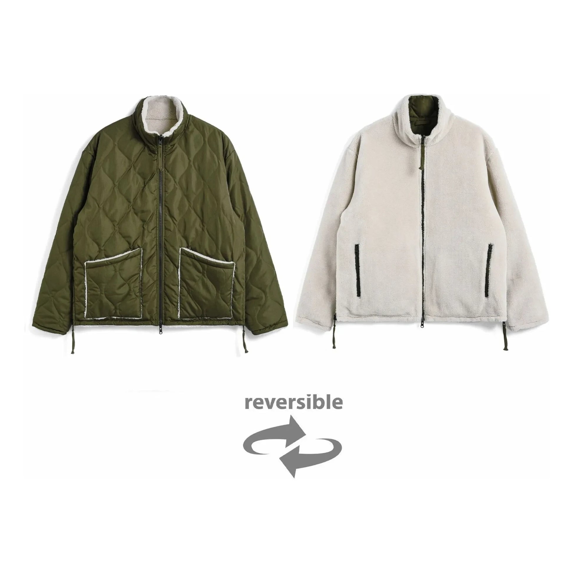 Taion - Military Reversible Stand-up Collar Jacket | Olive