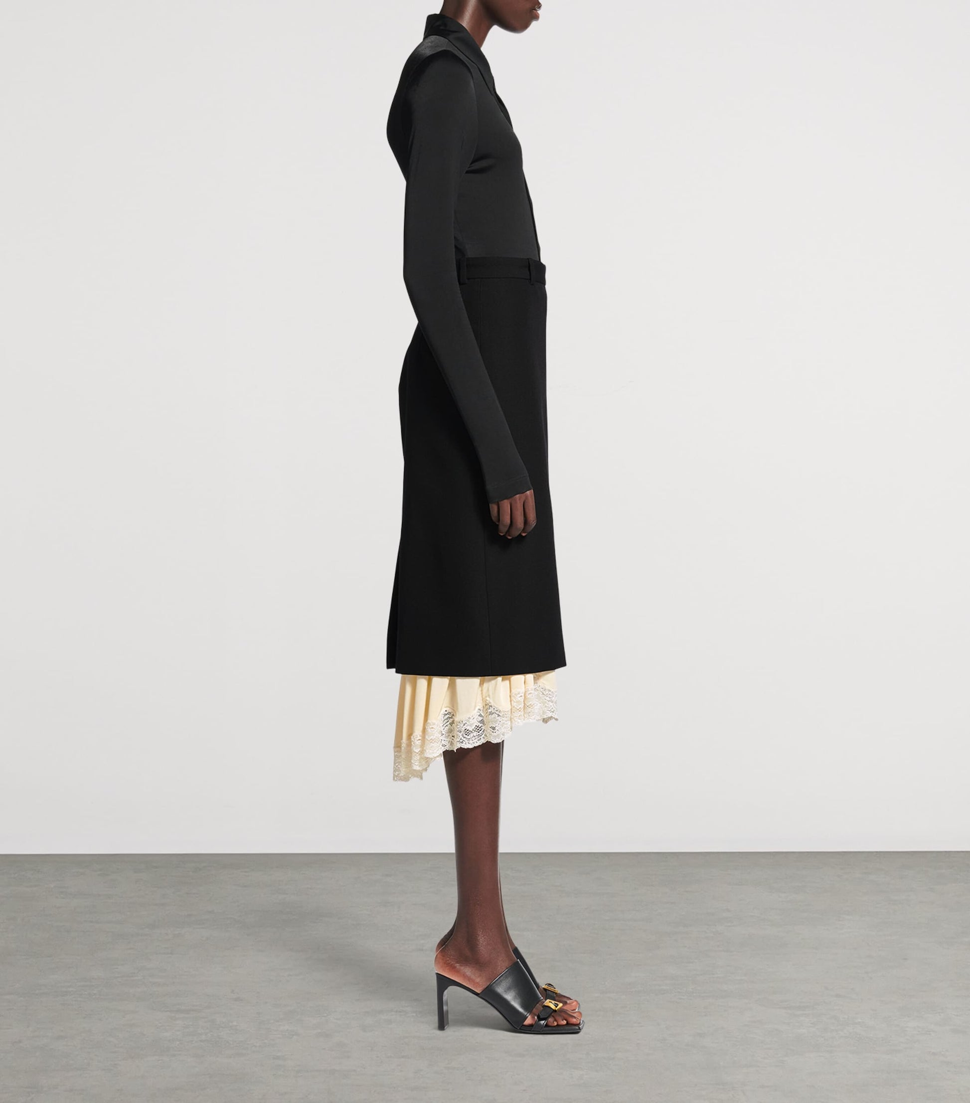 Balenciaga Black Barathea Wool Pencil Skirt