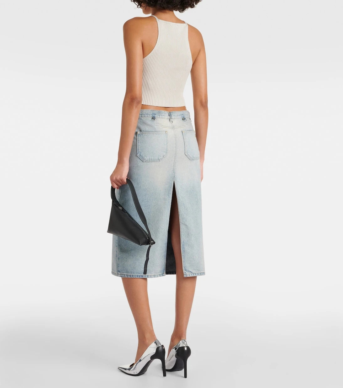 Courrèges - Multiflex denim midi skirt