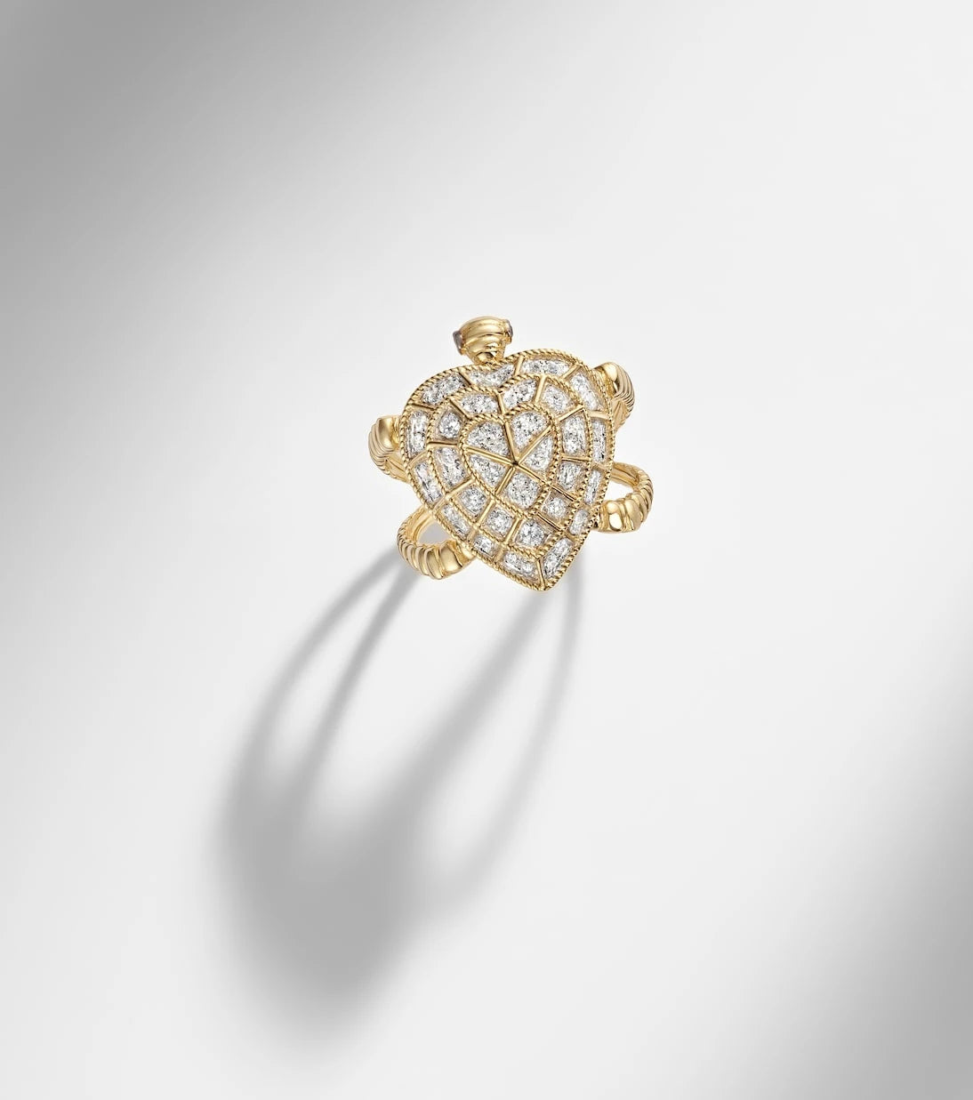 Yvonne Léon - Tortue Coeur 9kt gold ring with diamonds