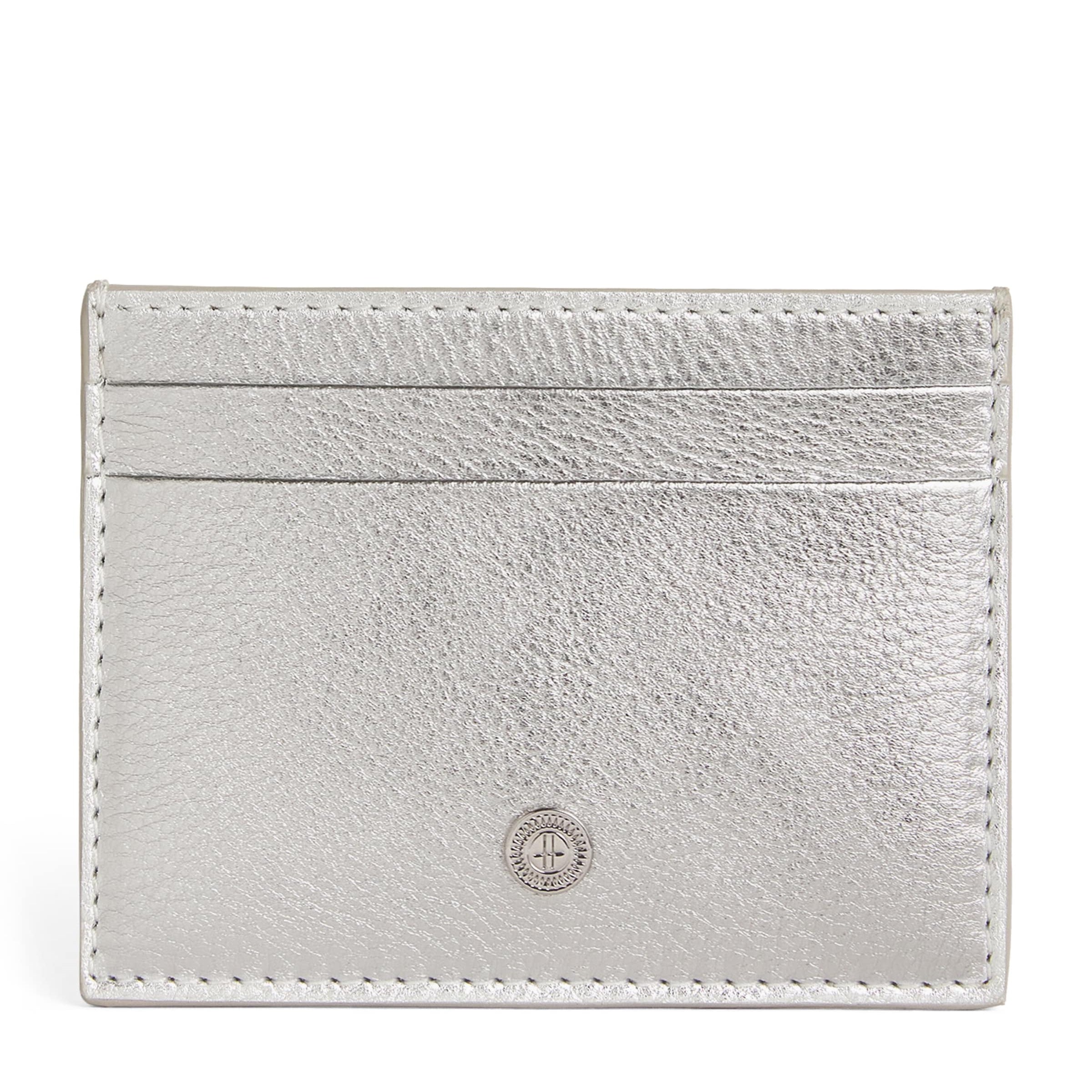Silver Leather Metallic Card Holder