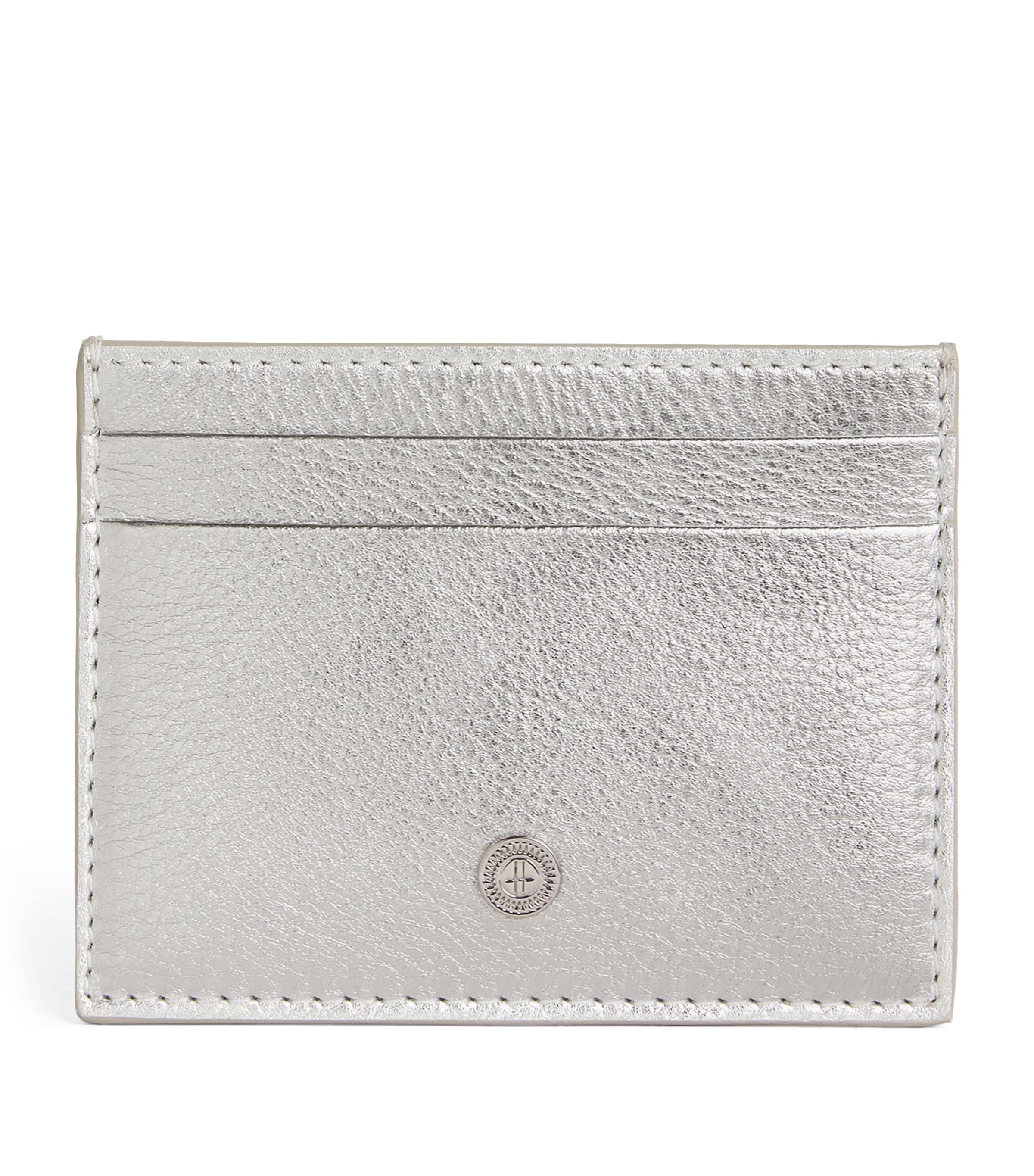 Silver Leather Metallic Card Holder