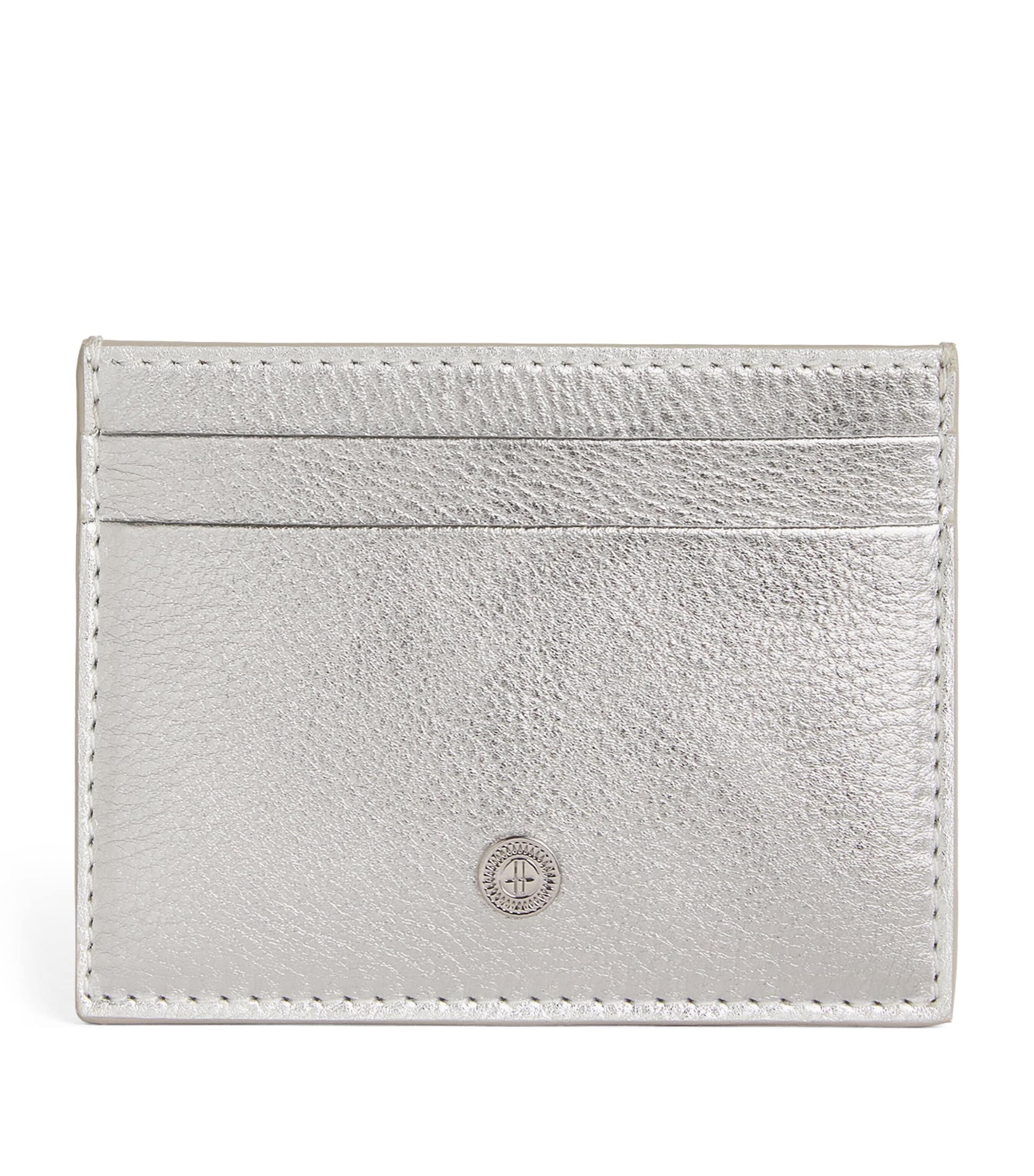 Silver Leather Metallic Card Holder