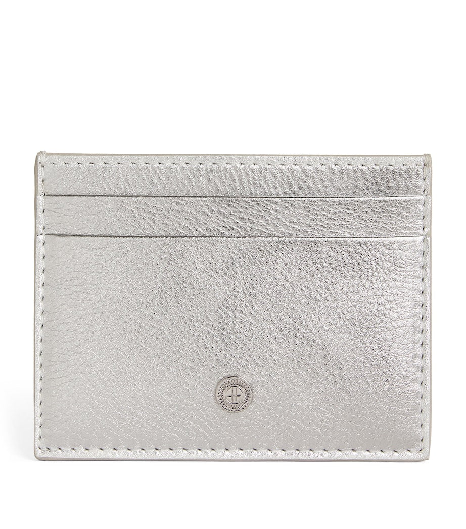 Silver Leather Metallic Card Holder