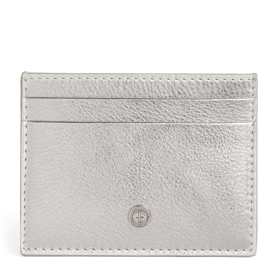 Silver Leather Metallic Card Holder