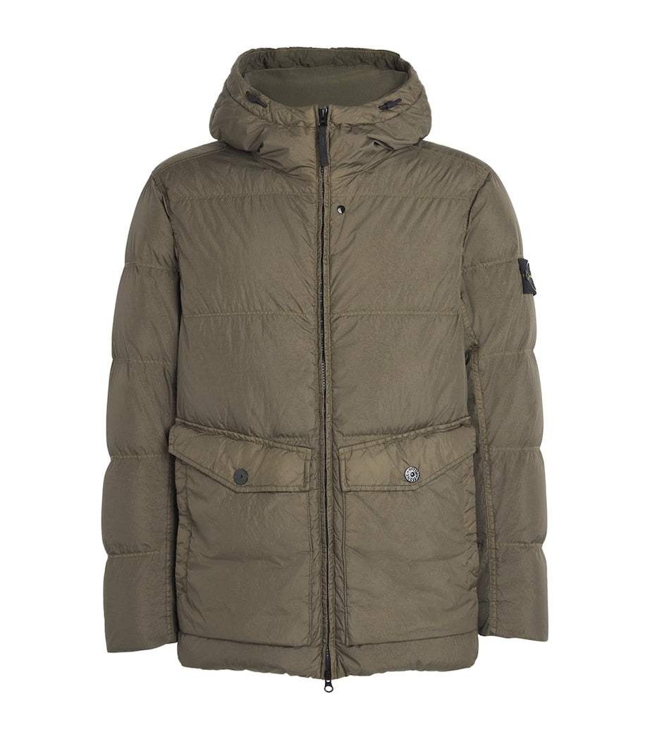 Stone Island Green Wind-Resistant Hooded Parka