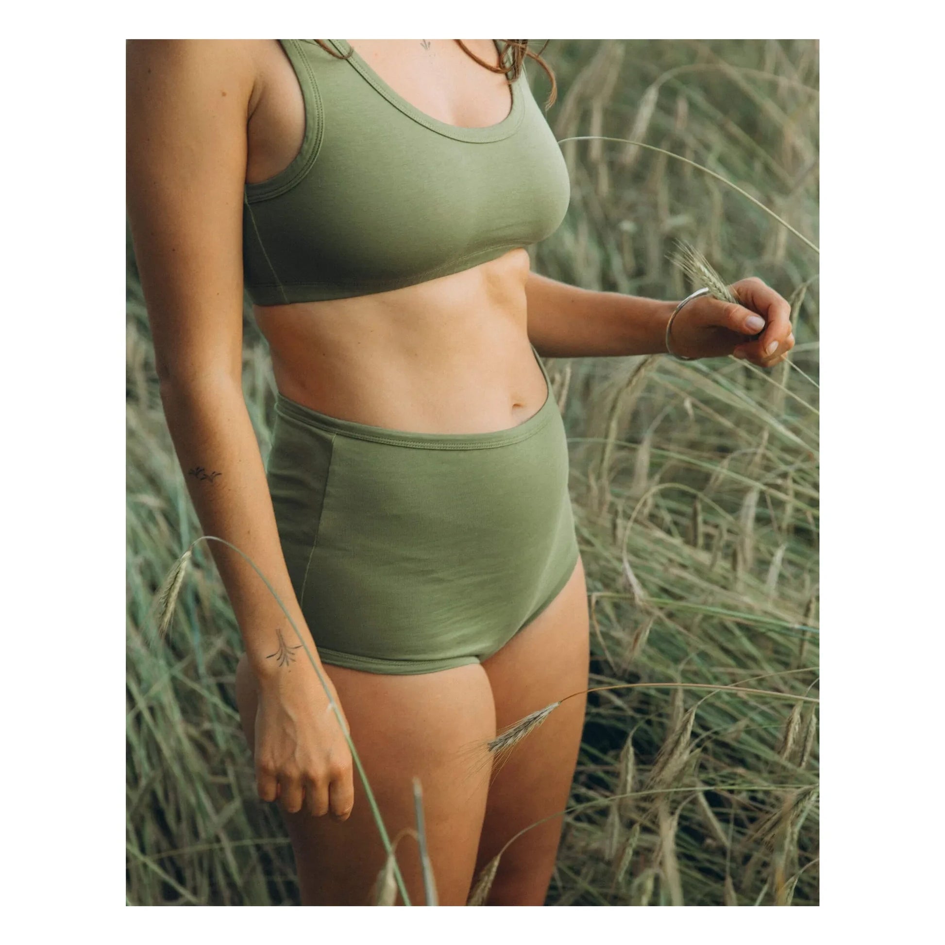 Matona - Plain organic cotton bra | Olive