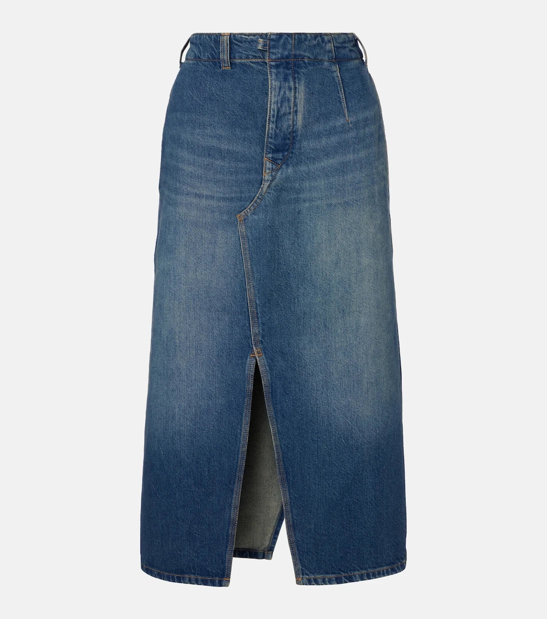 Victoria Beckham - Asymmetric denim midi skirt