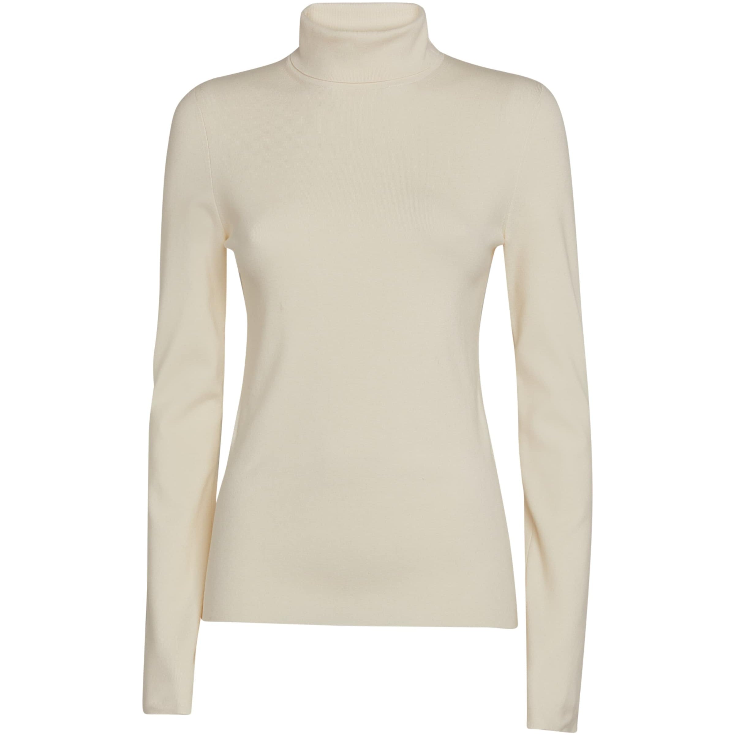 Ivory Silk Stretch High Neck Top