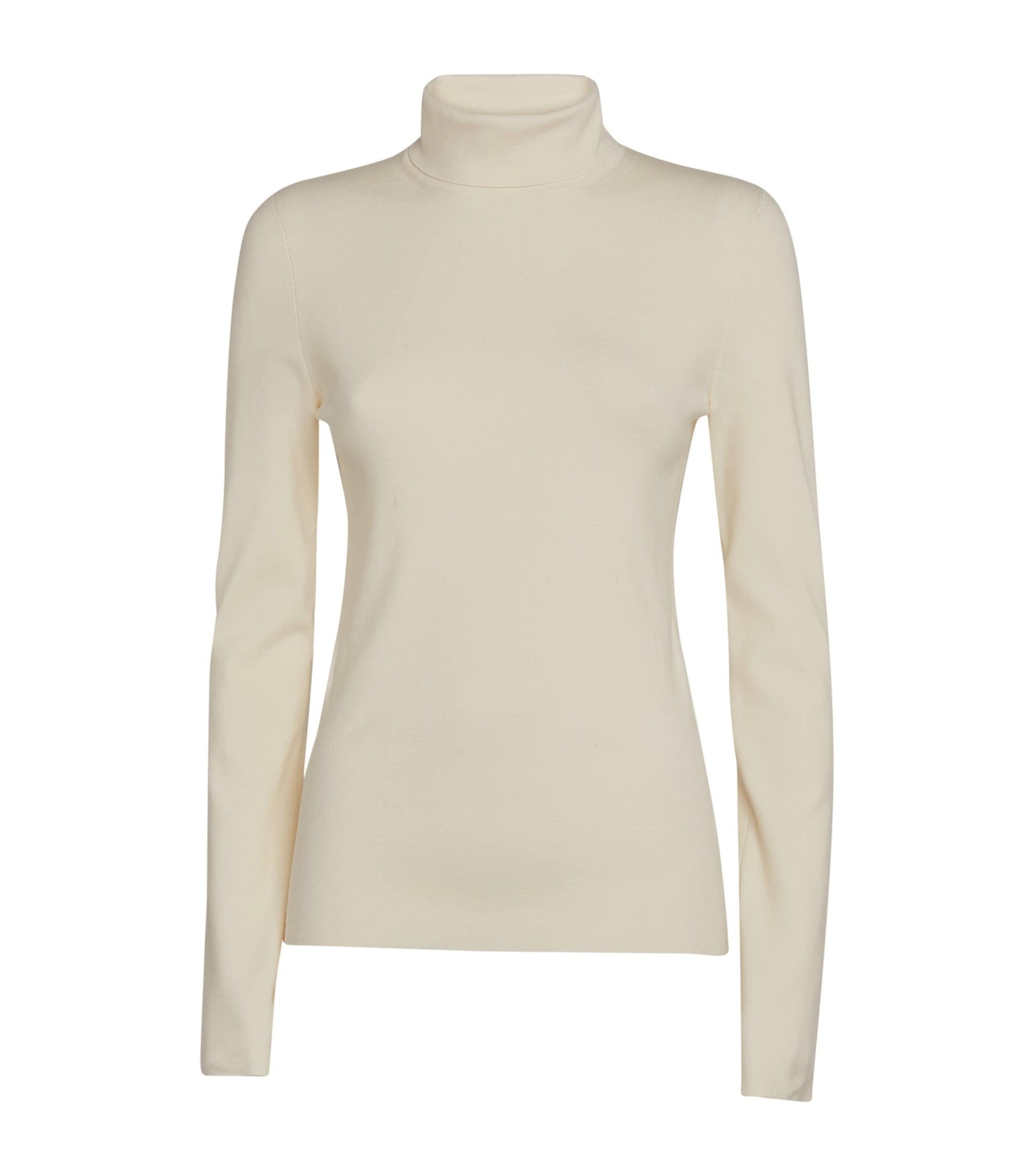 Ivory Silk Stretch High Neck Top