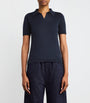 Silk-Cotton Open Polo Shirt NAVY