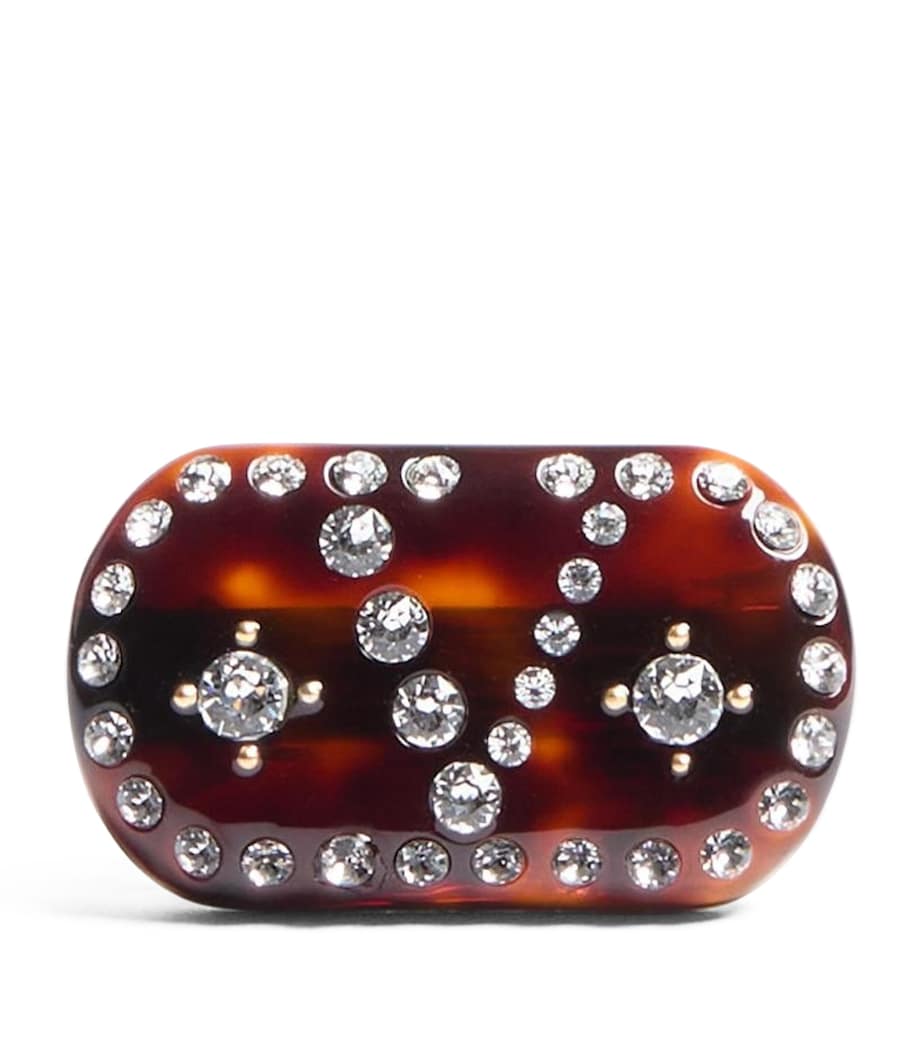 Valentino Garavani Brown Crystal-Embellished V Hair Clip