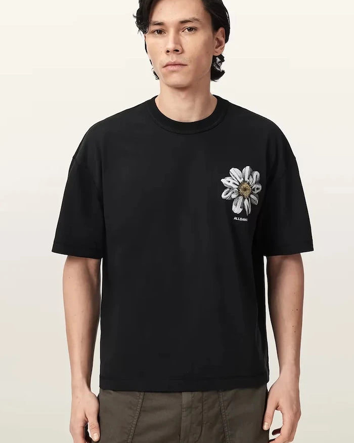 AllSaints уголемена тениска мъжка от памук PETALS