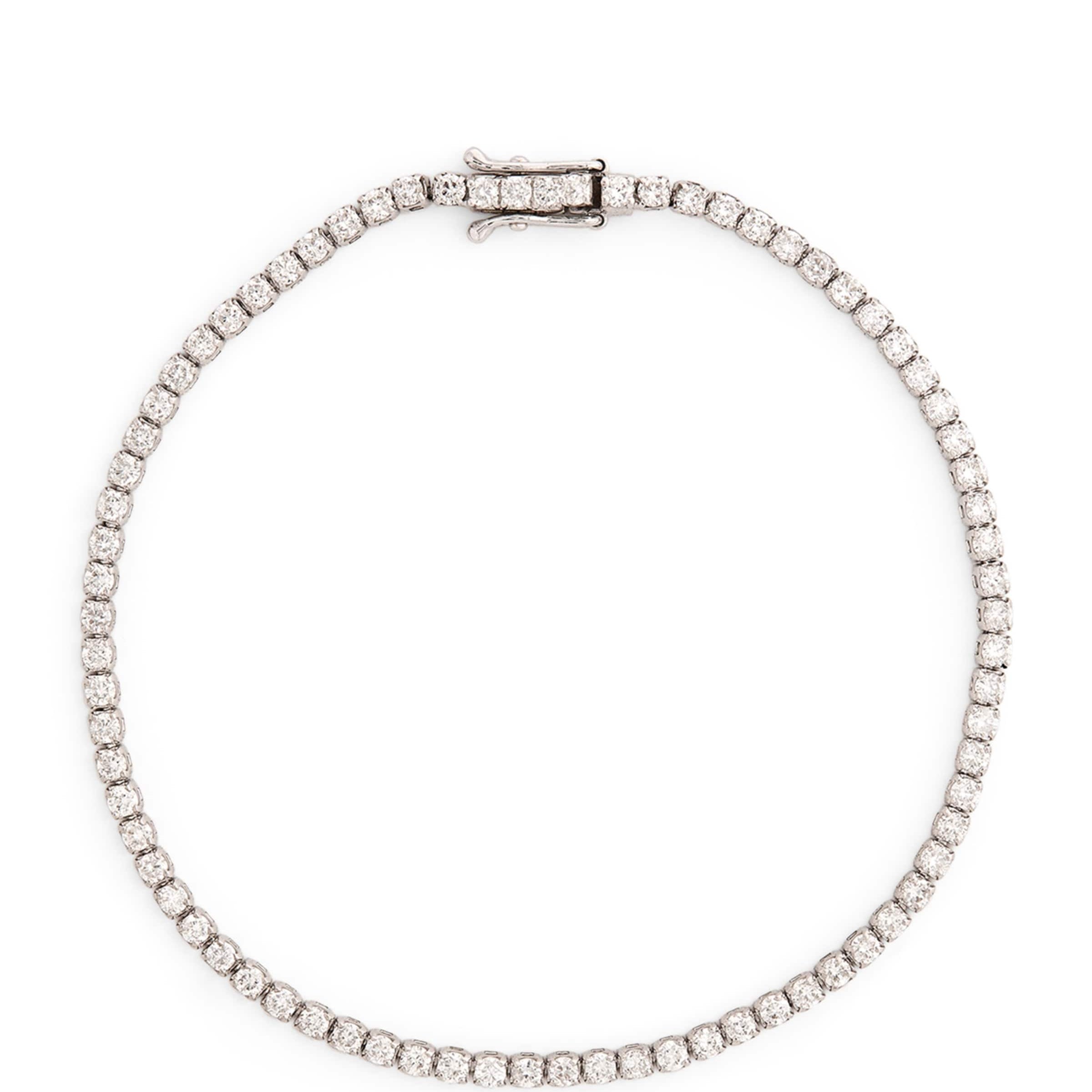 White Gold and Diamond Single Line Thread Bracelet