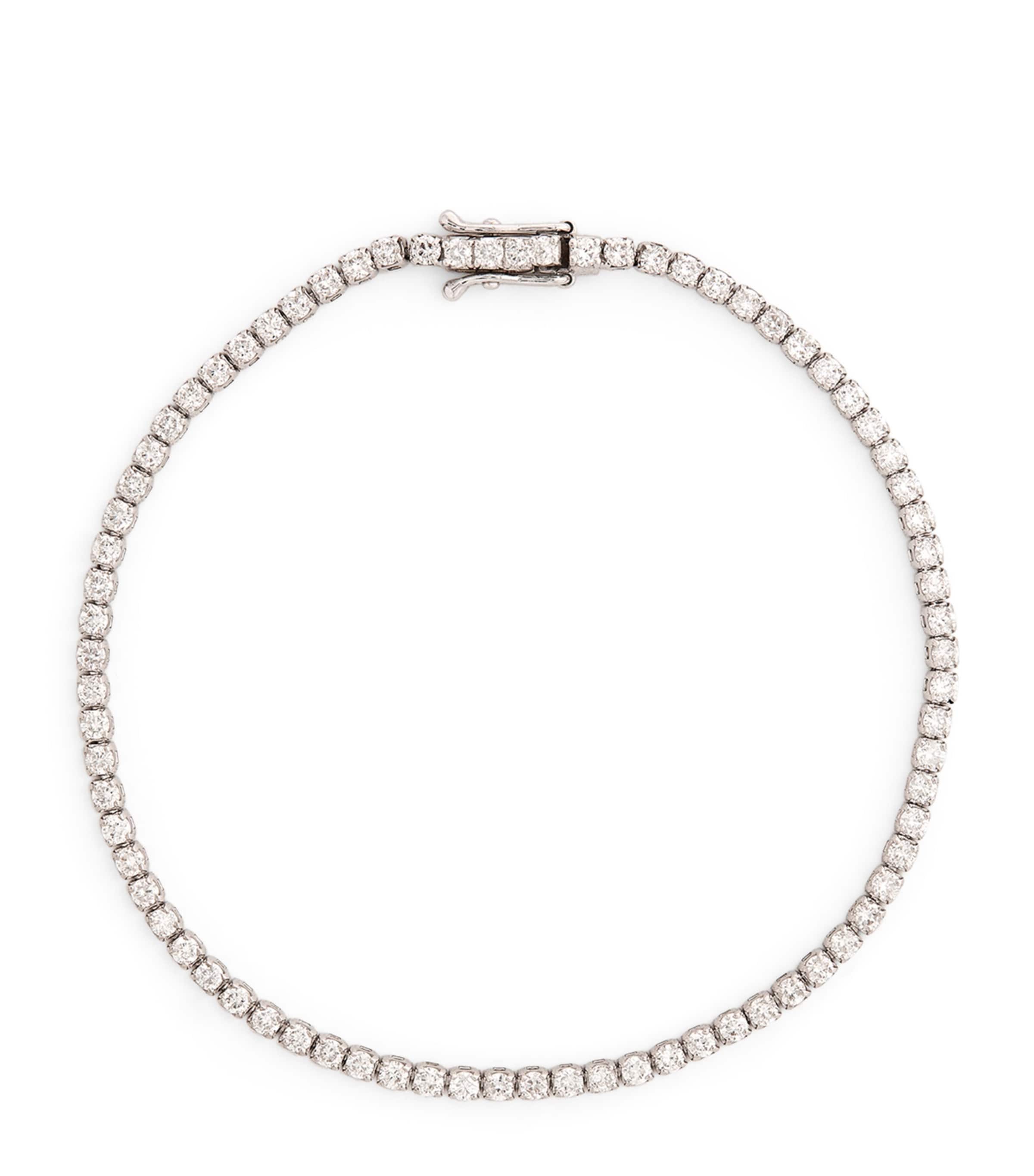 White Gold and Diamond Single Line Thread Bracelet