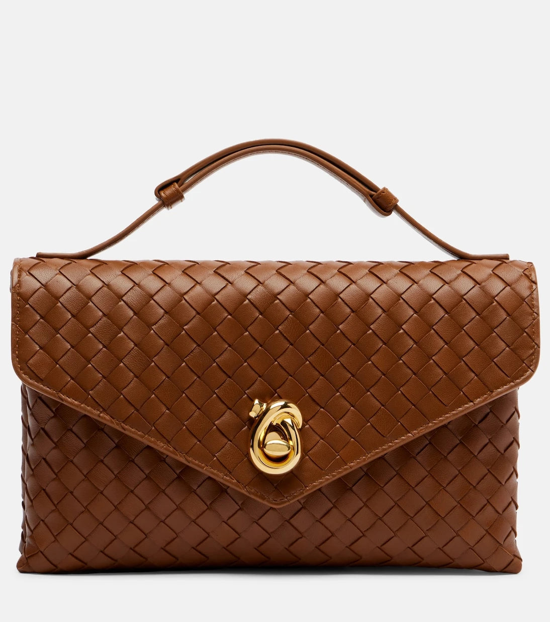 Bottega Veneta - حقيبة يد Knot Lock جلدية بمقبض علوي