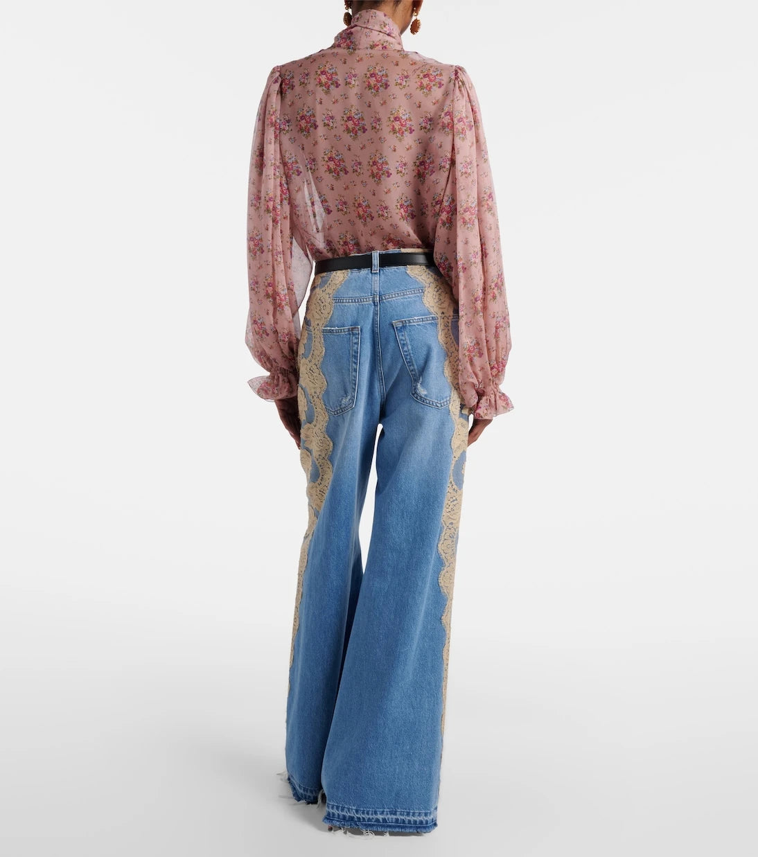 Dolce&Gabbana - Lace-trimmed wide-leg jeans