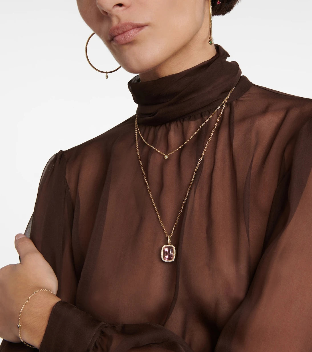 Octavia Elizabeth - قلادة Nesting Gem من الذهب عيار 18 قيراطًا مع الألماس