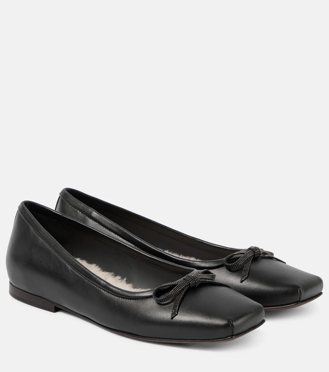 Brunello Cucinelli - Monili bow-detail leather ballet flats