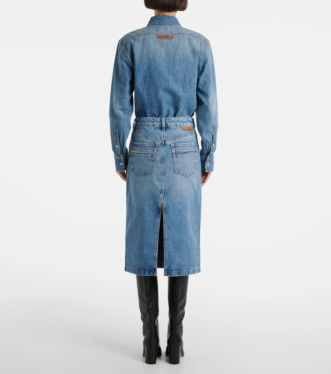 Stella McCartney - Chain-detail denim midi skirt