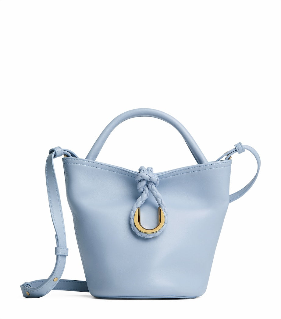 Silver Small Leather Liberta Bucket Bag