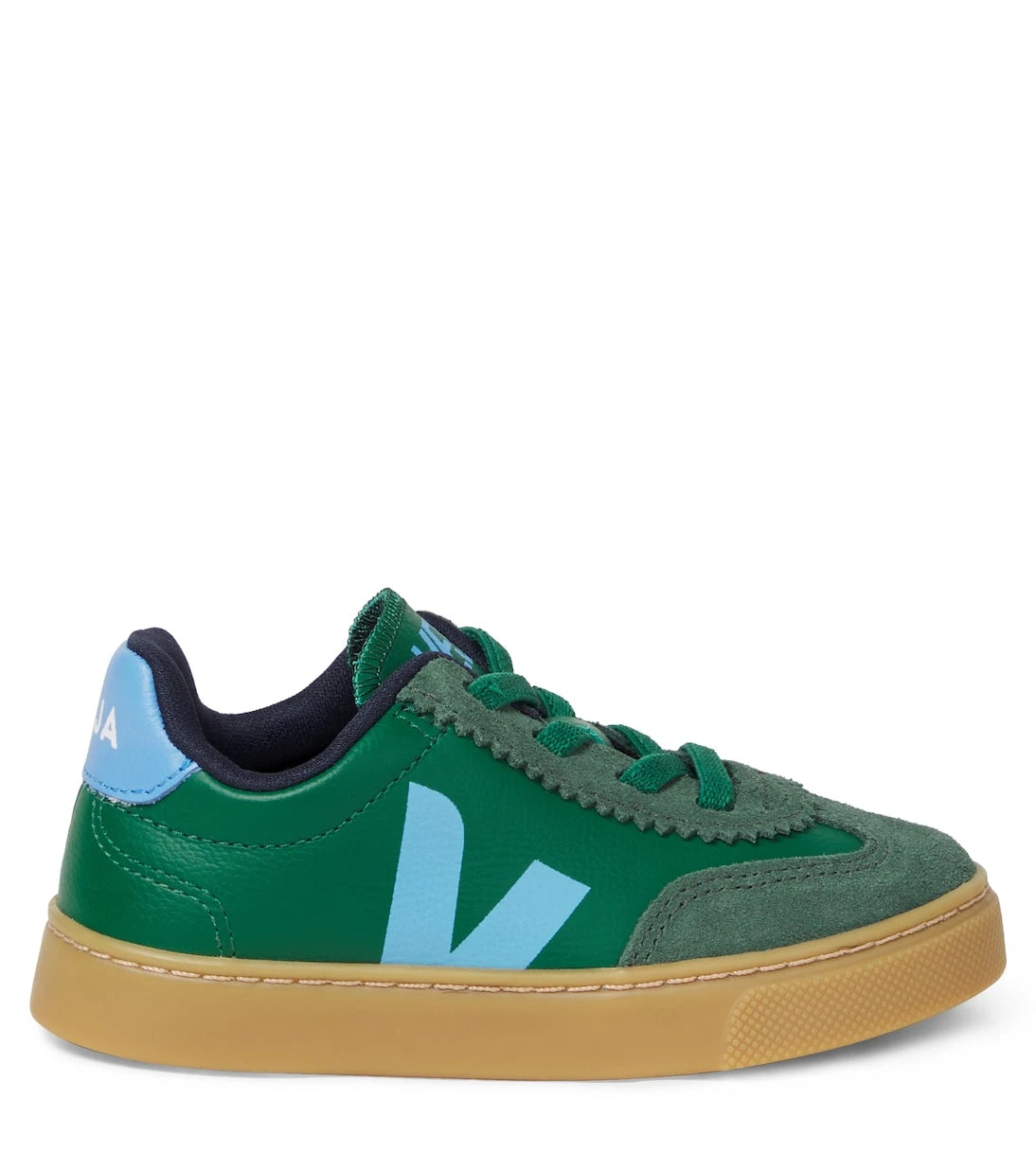 Veja Kids - Volley suede-trimmed leather sneakers