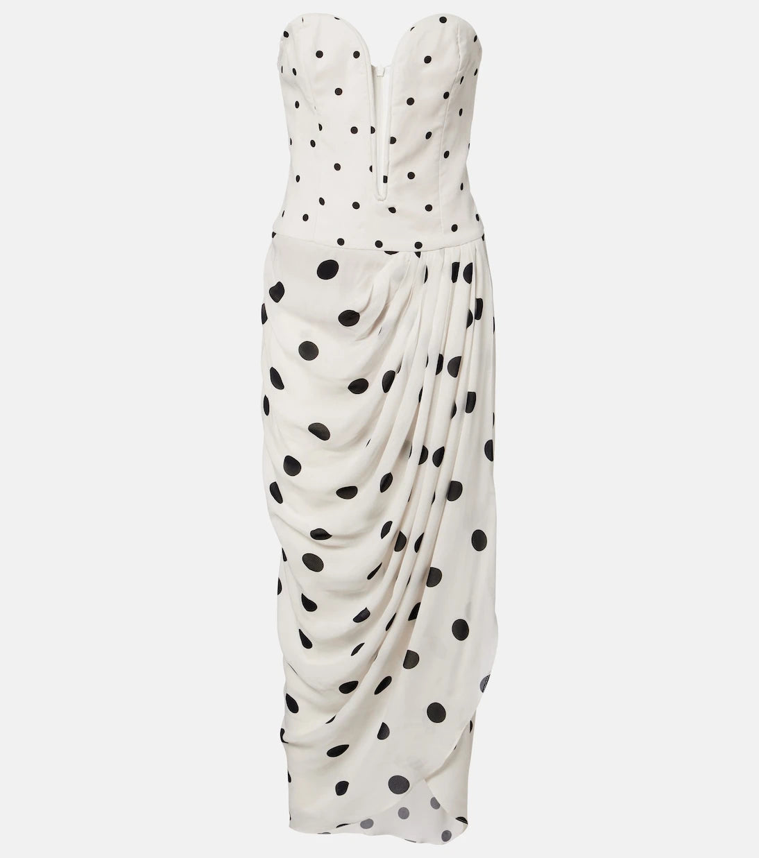 Adriana Degreas - Draped polka-dot bustier dress