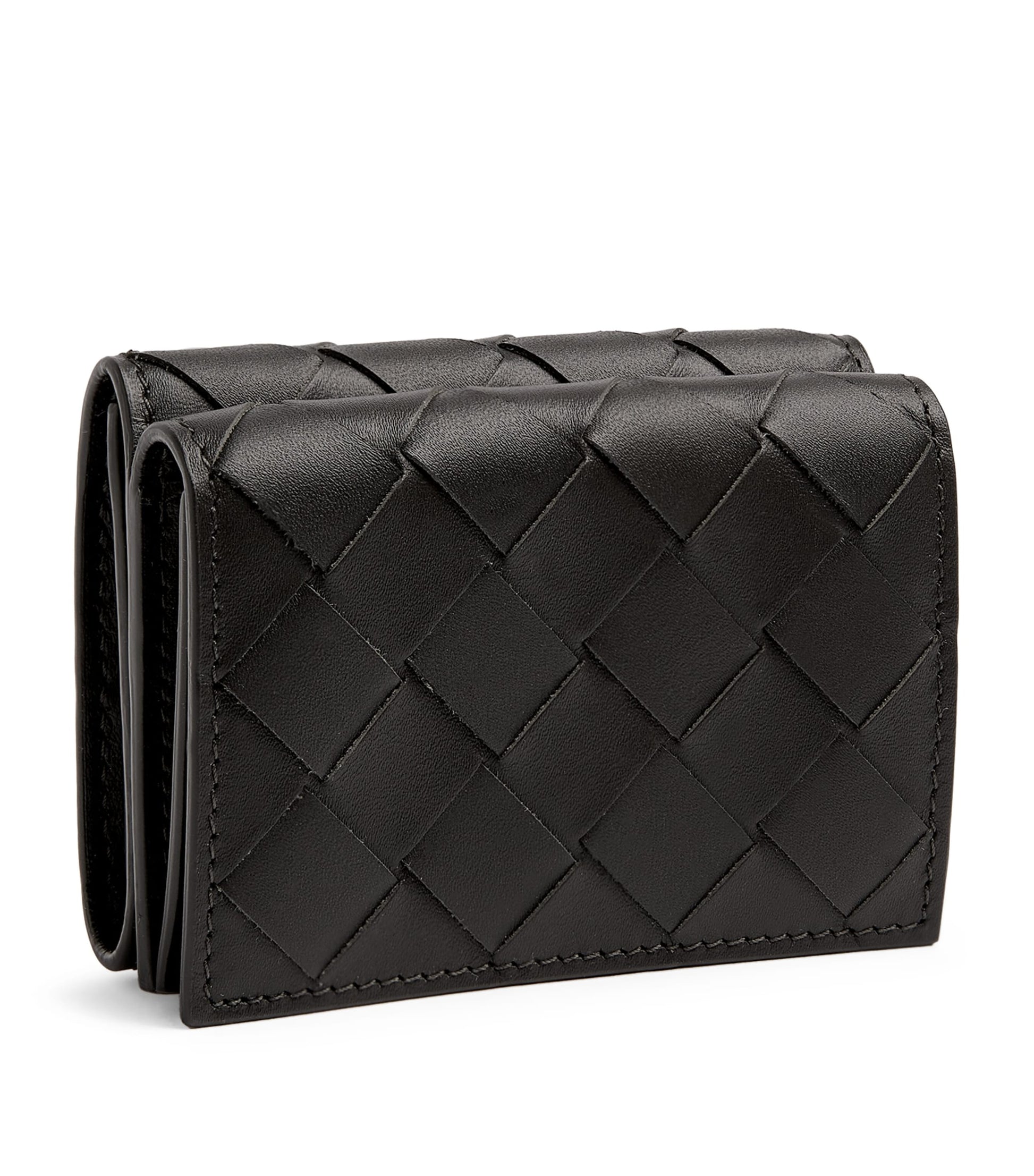 Leather Intrecciato Trifold Wallet