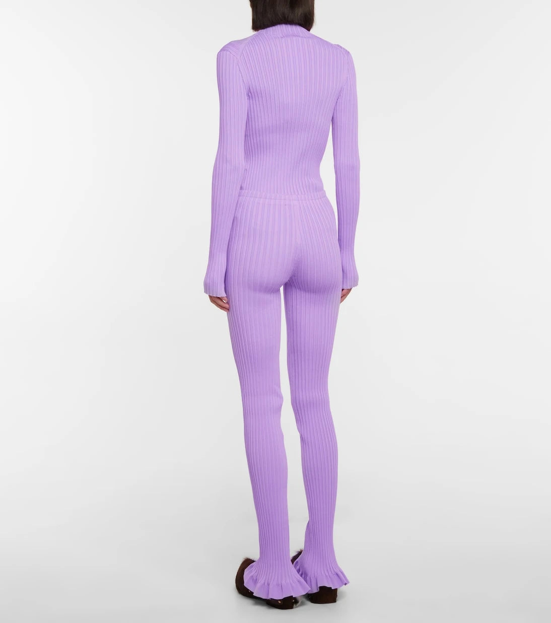 Acne Studios - بنطلون ضيق (ليغينغز) مضلّع من مزيج القطن المحبوك