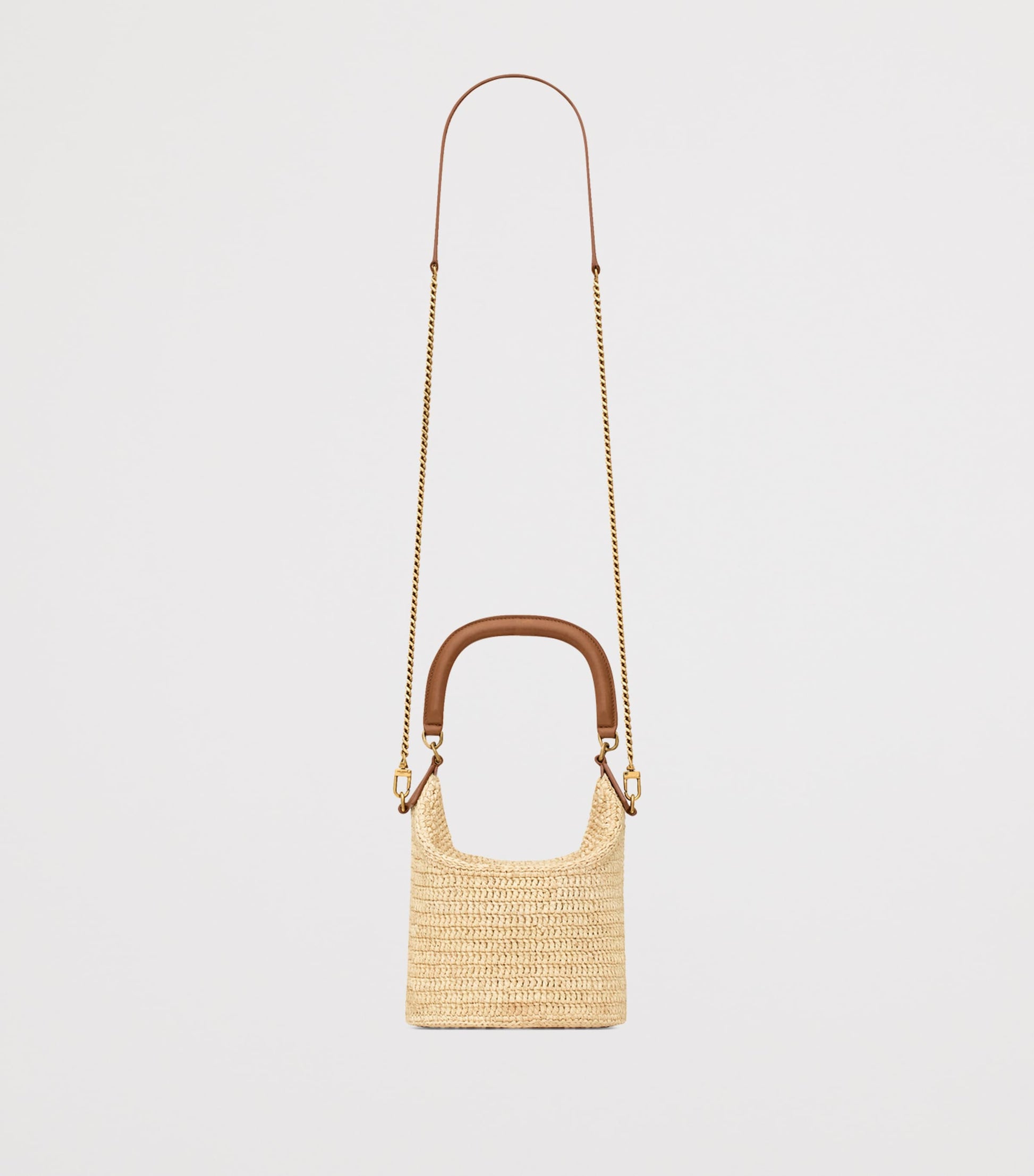 Saint Laurent Beige Raffia Gaby Bucket Bag