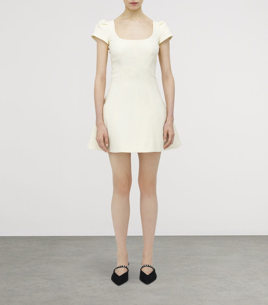 McQueen White Wool-Blend Mini Dress