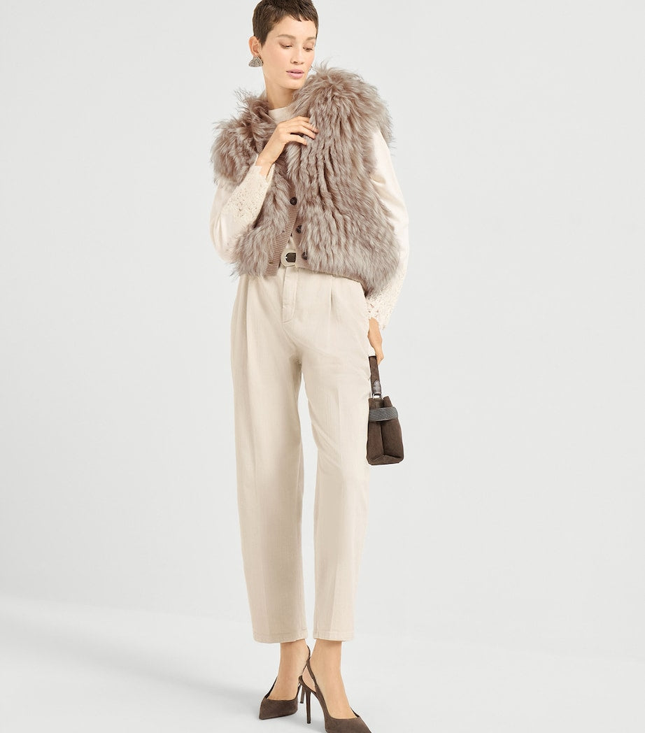 Brunello Cucinelli Beige Cashmere Shearling Gilet